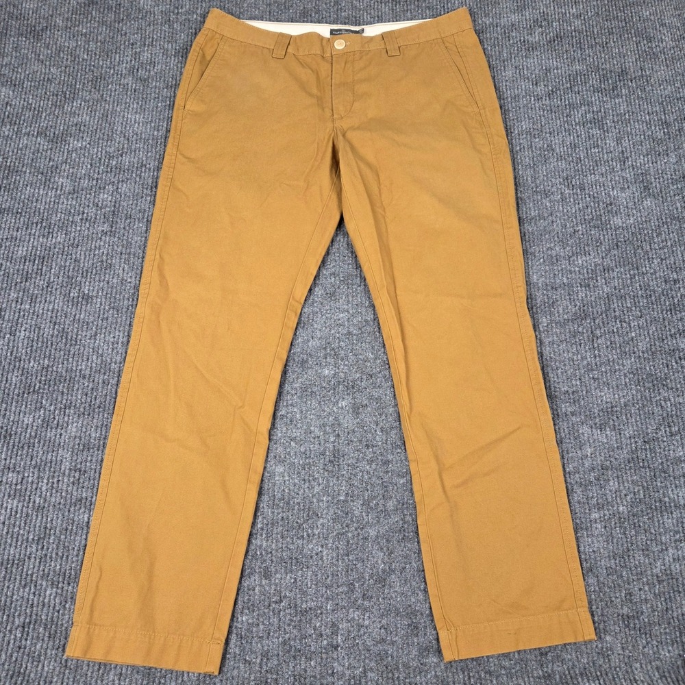 LL Bean Signature Mens 36x30 Slim Straight Fit Cotton Canvas Pants Brown 304107